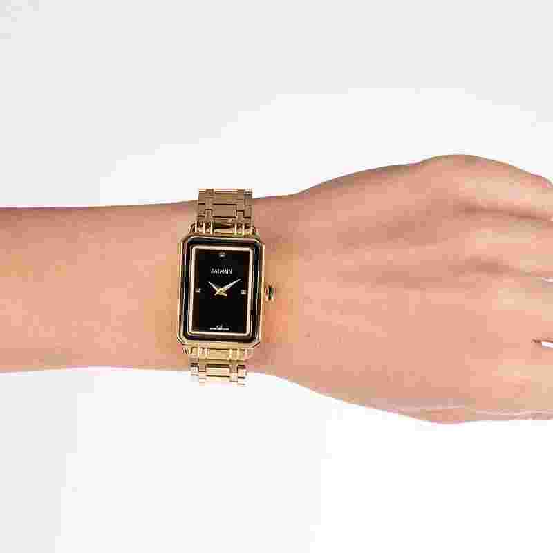 Balmain Women's Watch B43923366 Eirini Swiss Quartz Black Dial Gold Tank 25x33mm