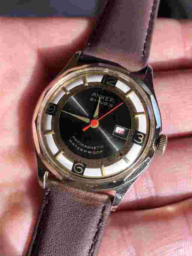 1950s Anker Vintage Mens Watch Bicolor Dial 21 Jewels Hand-winding 32,5mm