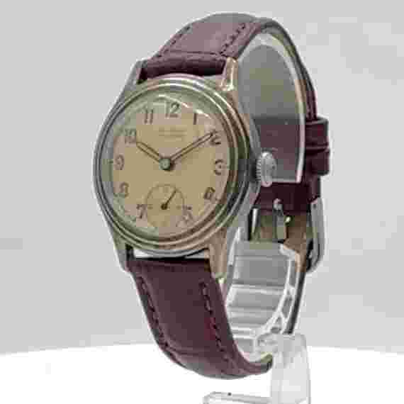 Vintage Kelbert Military Style Men's Mechanical Wristwatch Swiss Sterling Bezel