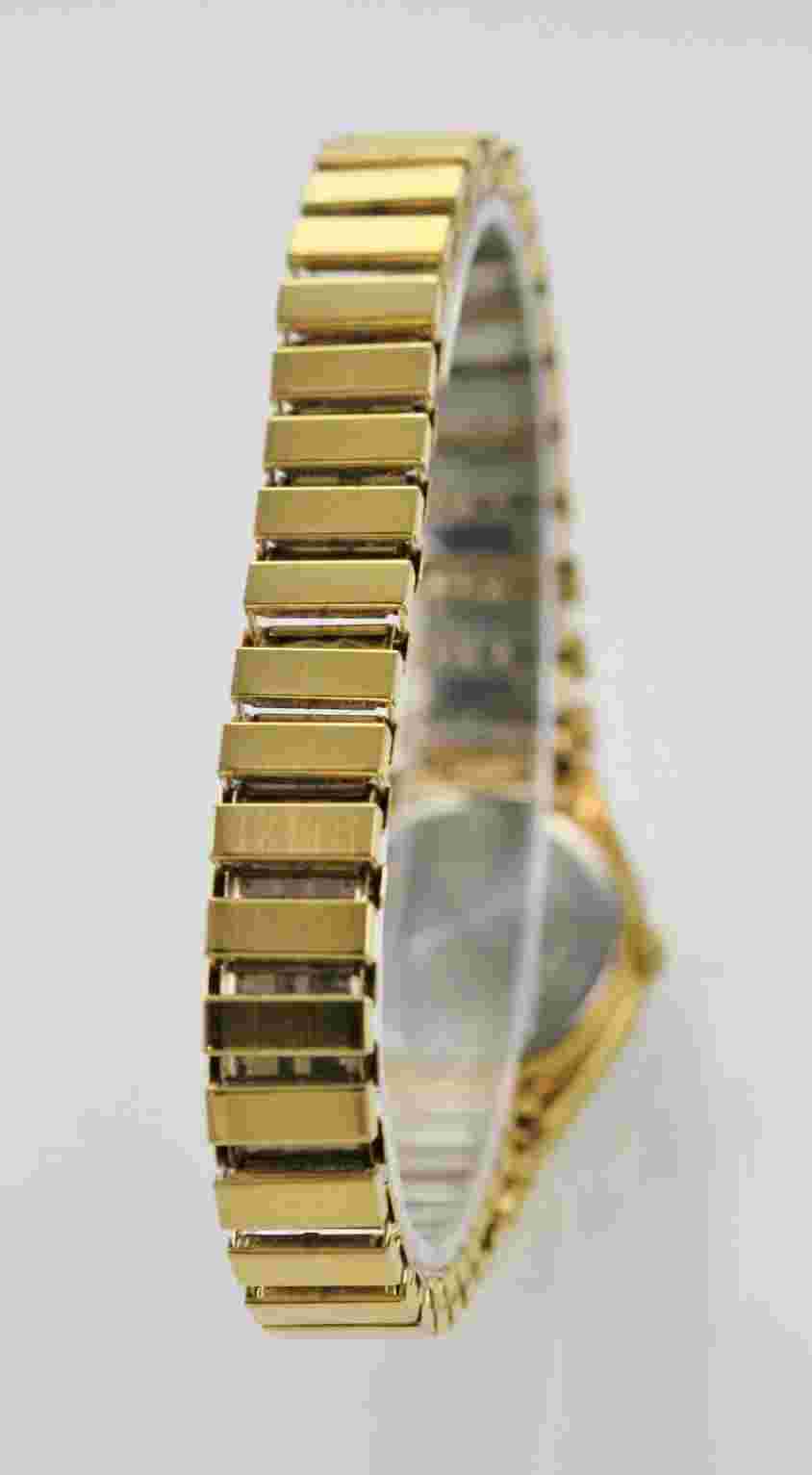 Sharp Watch Womens White Stainless Gold Stretch Water Resistant Date Quartz