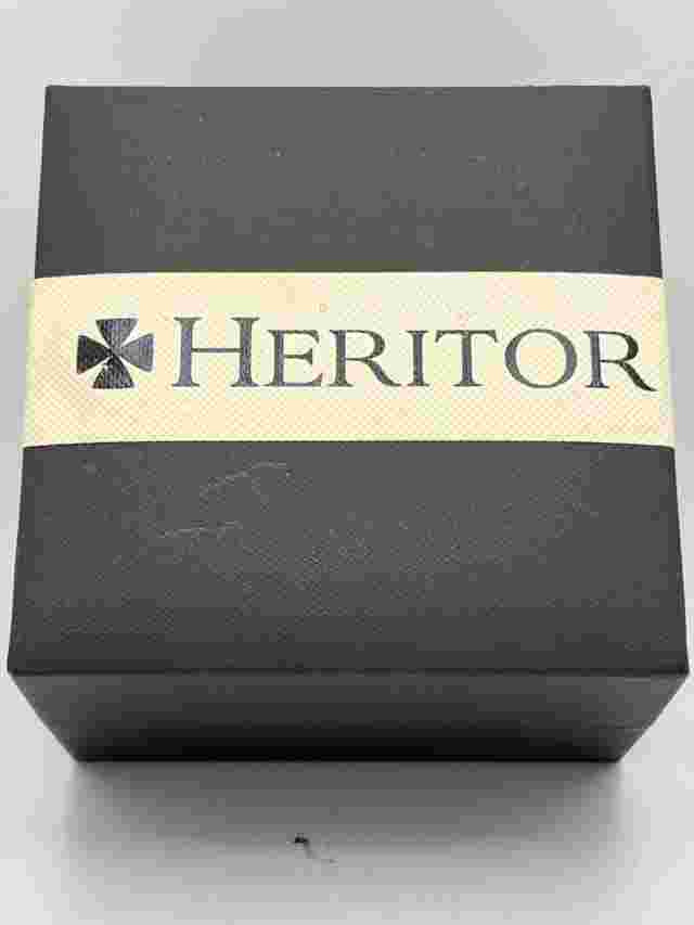 Heritor Automatic Semi-Skeleton Leather Watch w/Day/Date Leather Band In Box