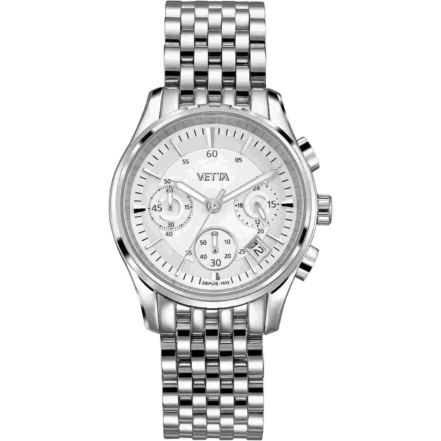 Womens Wristwatch VETTA PRIVILEGE VW0116 Chrono Stainless Steel White