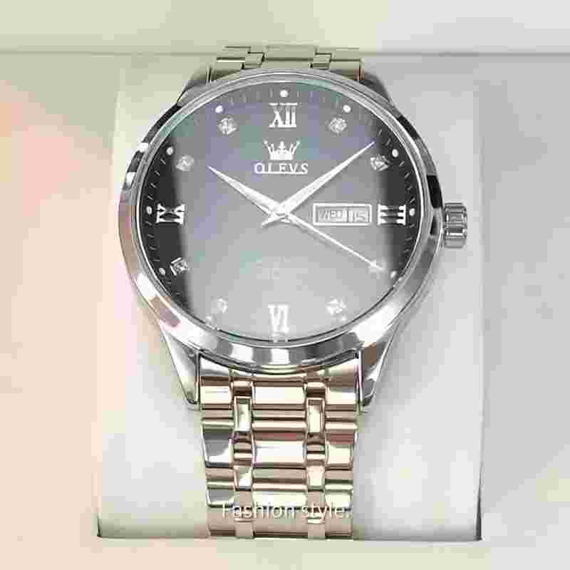 OLEVS Steel Band Men's Automatic Mechanical Watch Day-Date Luminous Hands Watch