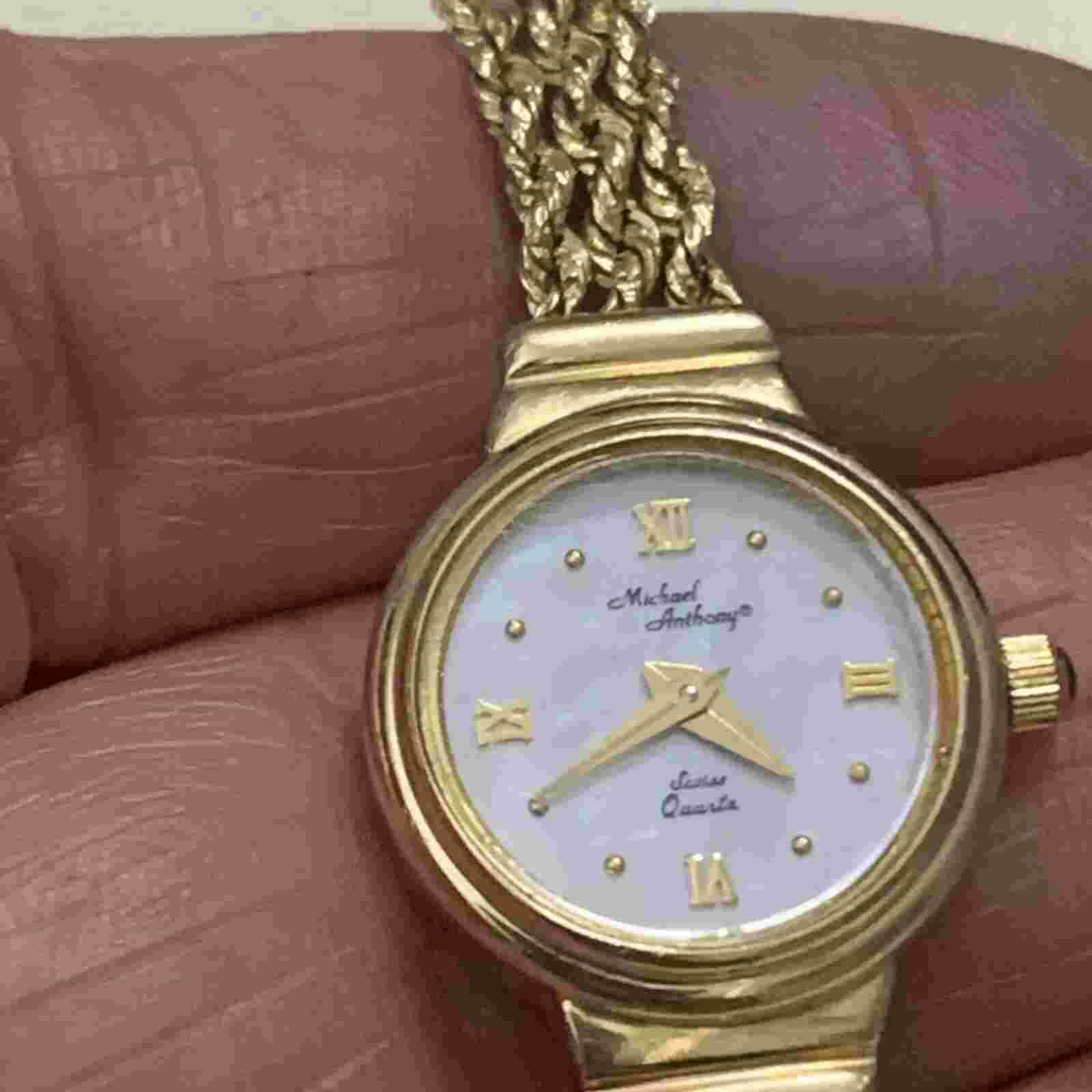 VTG Ladies 14k Gold Watch By Michael Anthony New Battery 11.1 Grams.7”