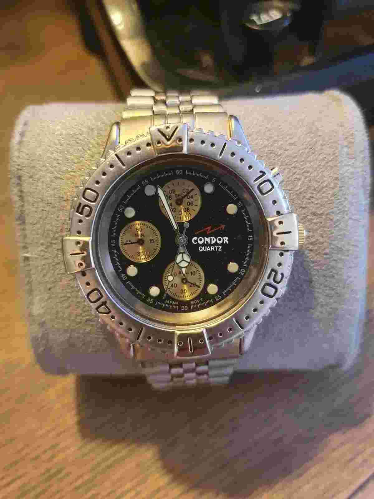 Condor watch analog japan movement chronograph style dial