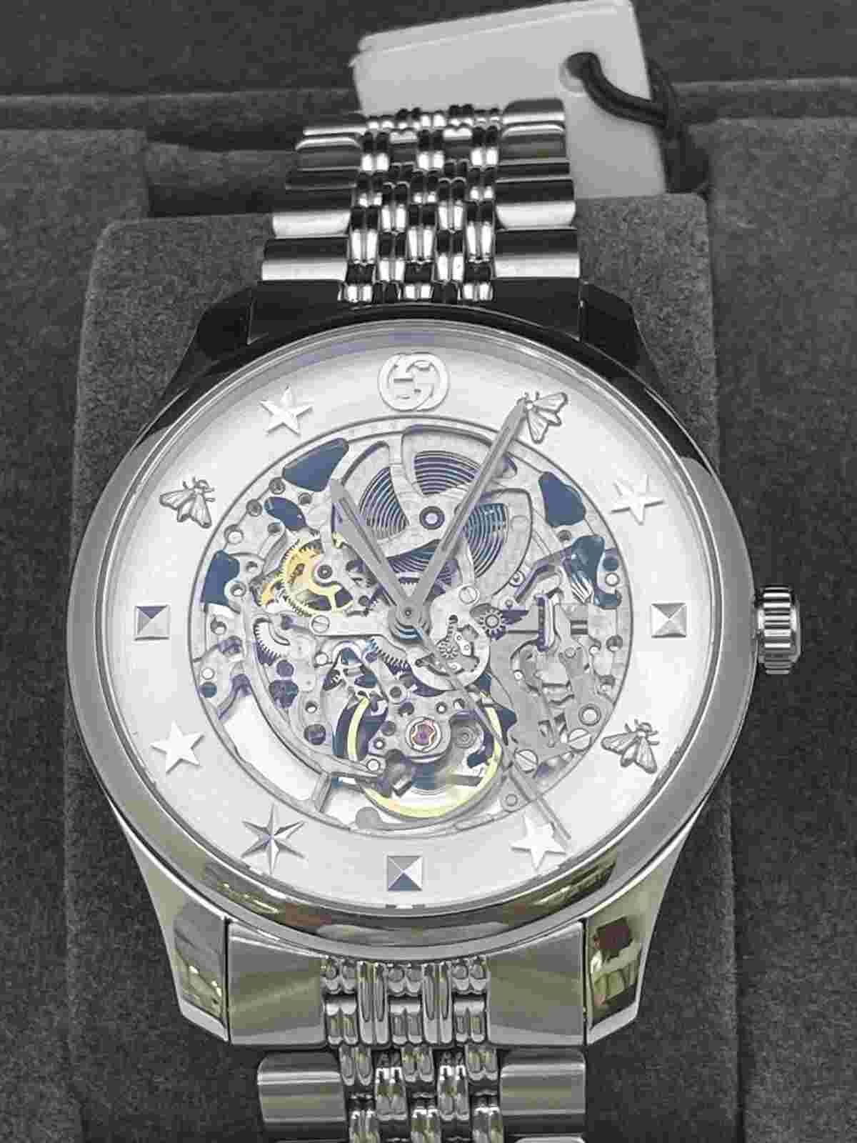 Gucci Watch Men s YA126357 G Timeless Automatic Silver x Silver Analog Display