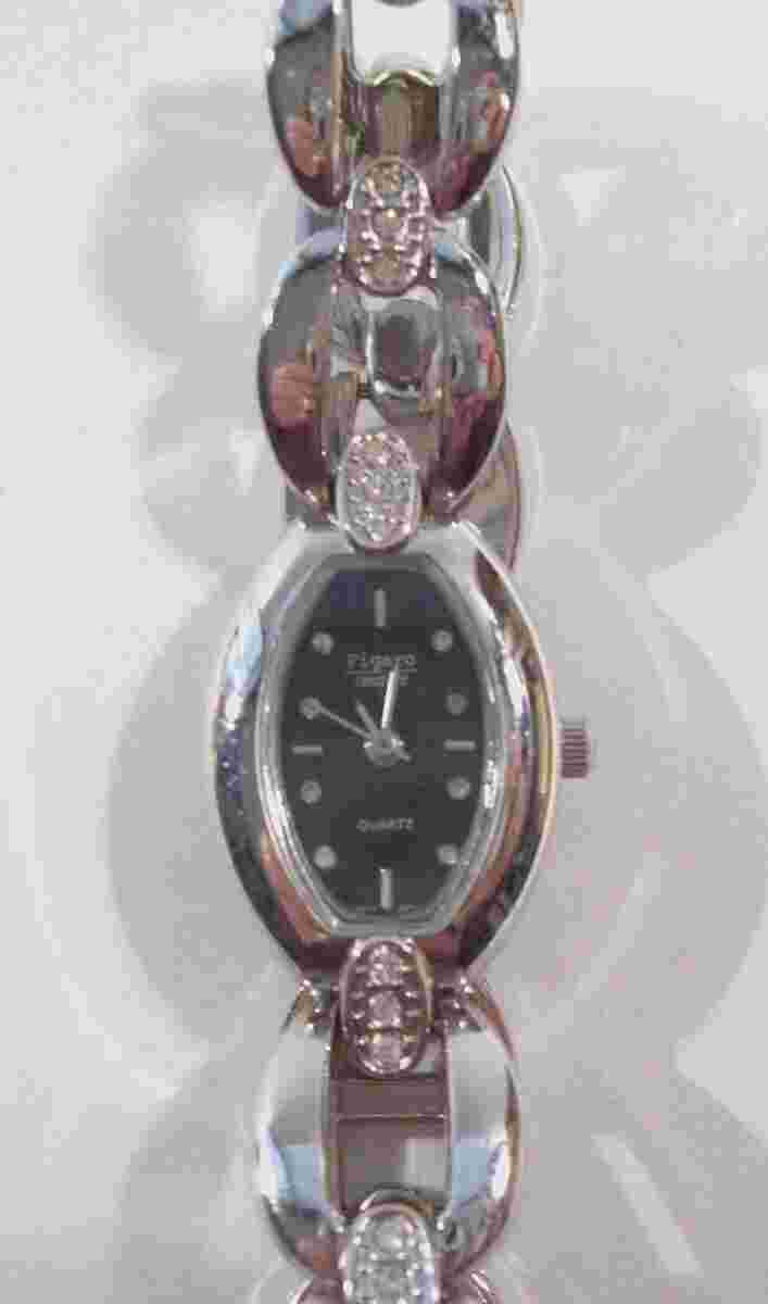 Women's Figaro Couture Wristwatch, Silver Tone, Faux Stones, Works