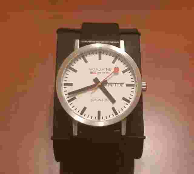 MONDAINE AUTOMATIC SWISS WATCH DAY DATE NEW WITH TAGS CERTIFICATE TRAIN RAILROAD