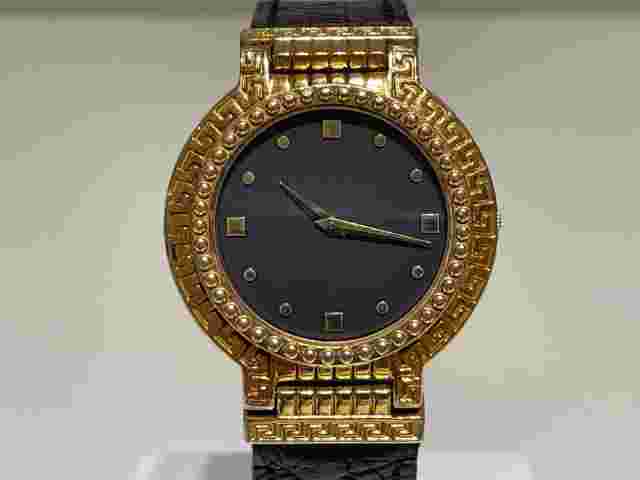VINTAGE LUXURY GOLD PLATED MEN'S SWISS QUARTZ WATCH "GIANNI VERSACE" SIGNATURE