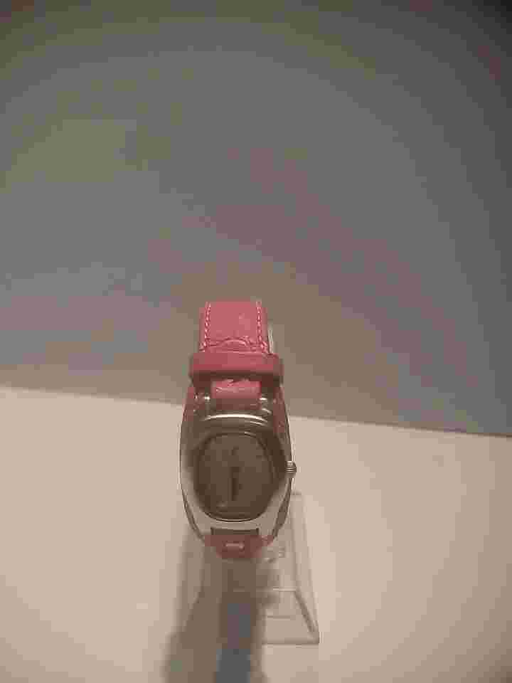 Vintage Polini Wristwatch Watch Womens Pink Band Quartz Silver Tone Jewelry