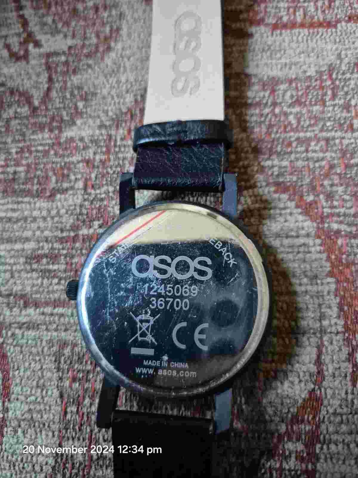 ASOS BLACK & ORANGE FACE WATCH-BLACK STRAP-NEW-NEEDS BATTERY