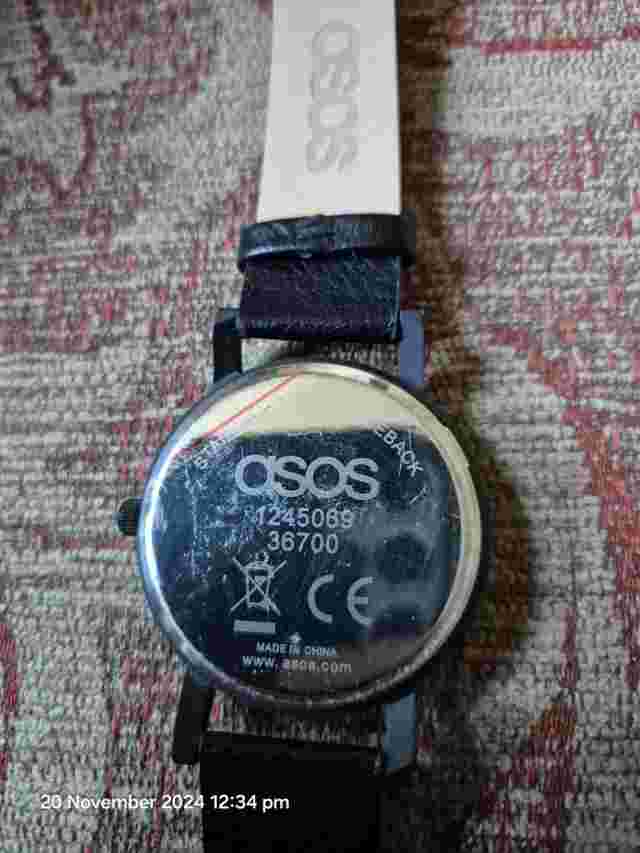 ASOS BLACK & ORANGE FACE WATCH-BLACK STRAP-NEW-NEEDS BATTERY