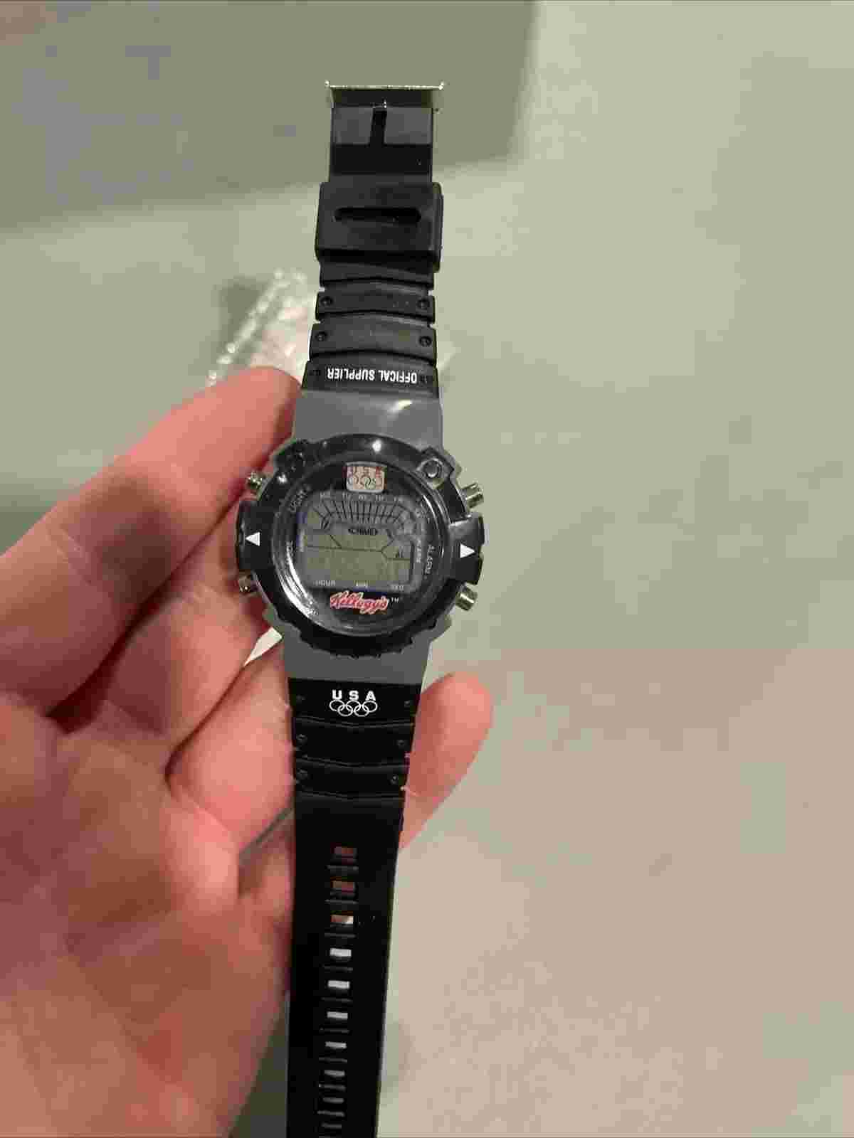 Vintage Kelloggs LCD Chronograph Wrist Watch USA Olympics Promo mail away