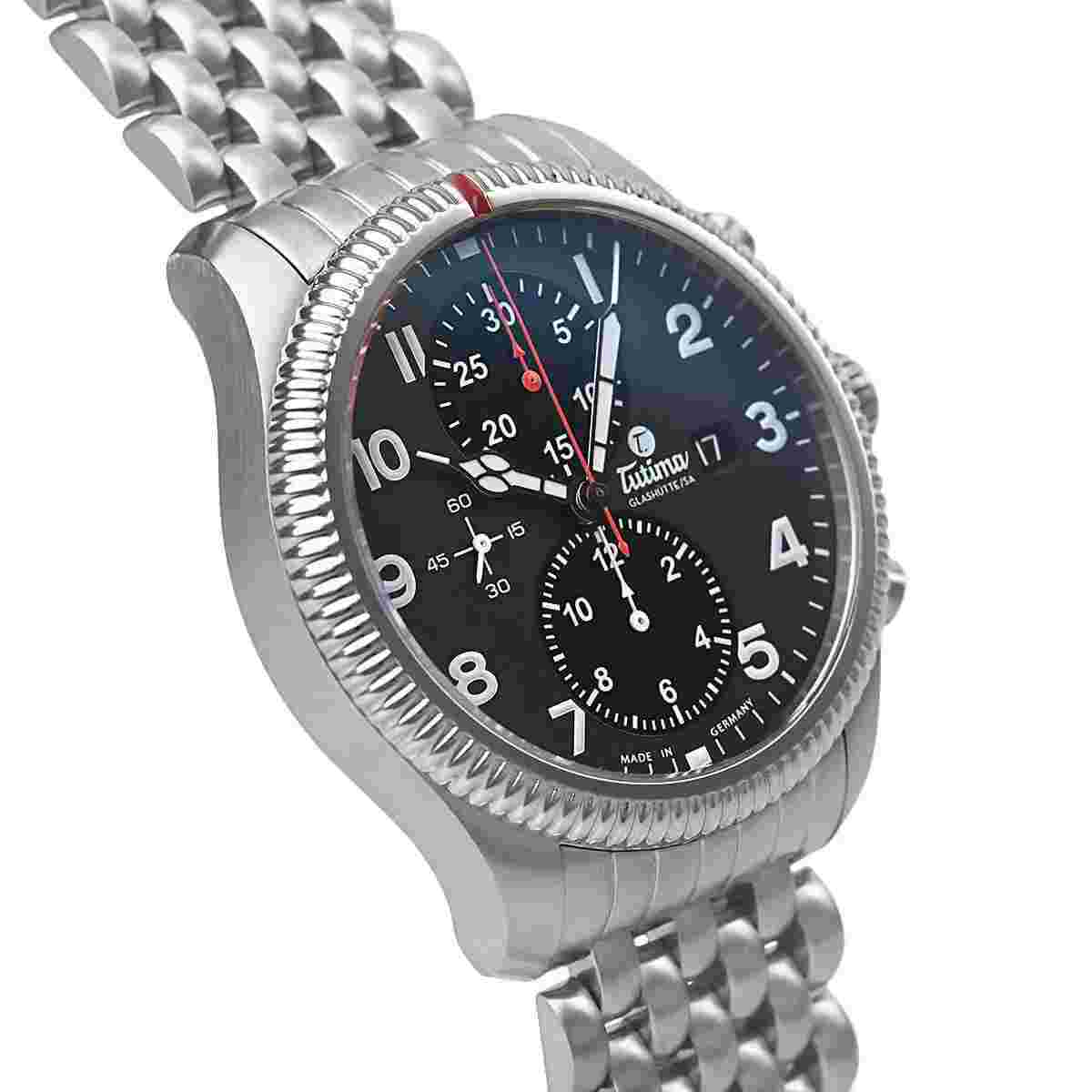 Tutima Watch Grand Flieger Classic Chronograph 6402-02 Automatic SS 43mm