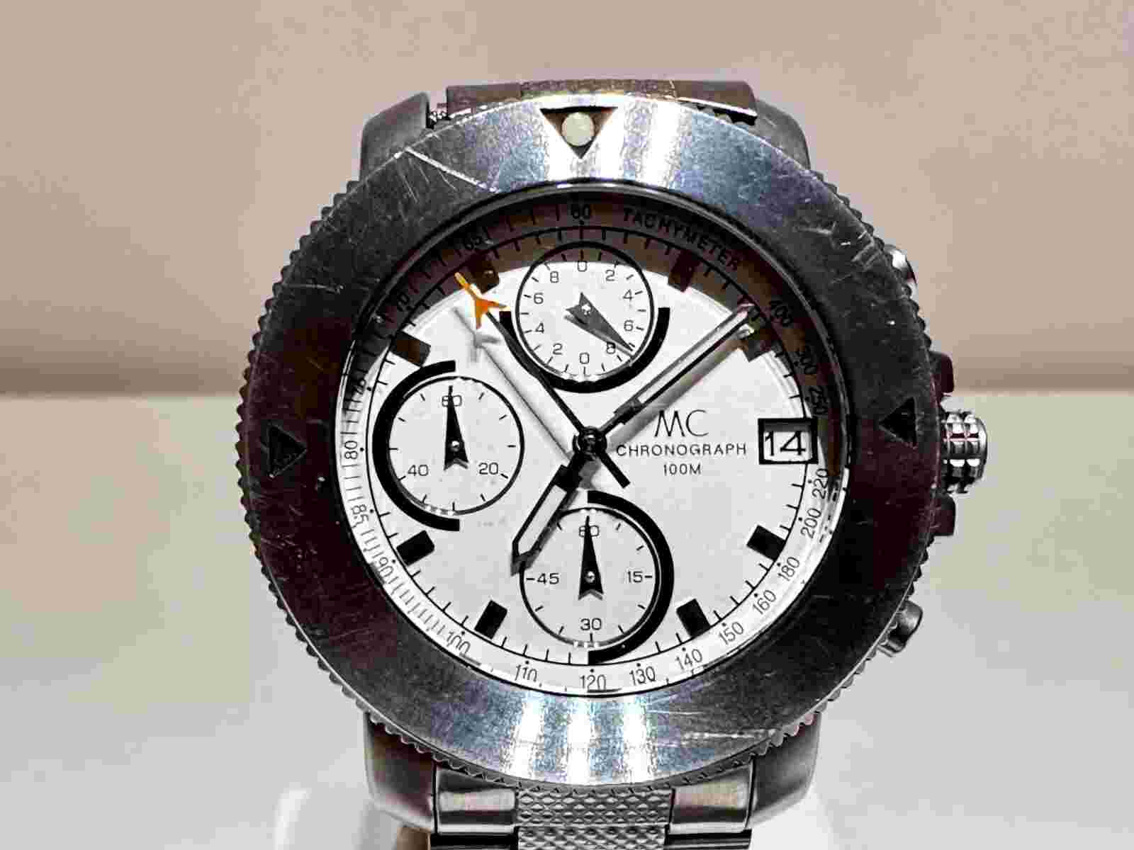 RETRO SPORT STYLE 40mm STAINLESS STEEL MEN'S CHRONOGRAPH QUARTZ WATCH "MC" 100M