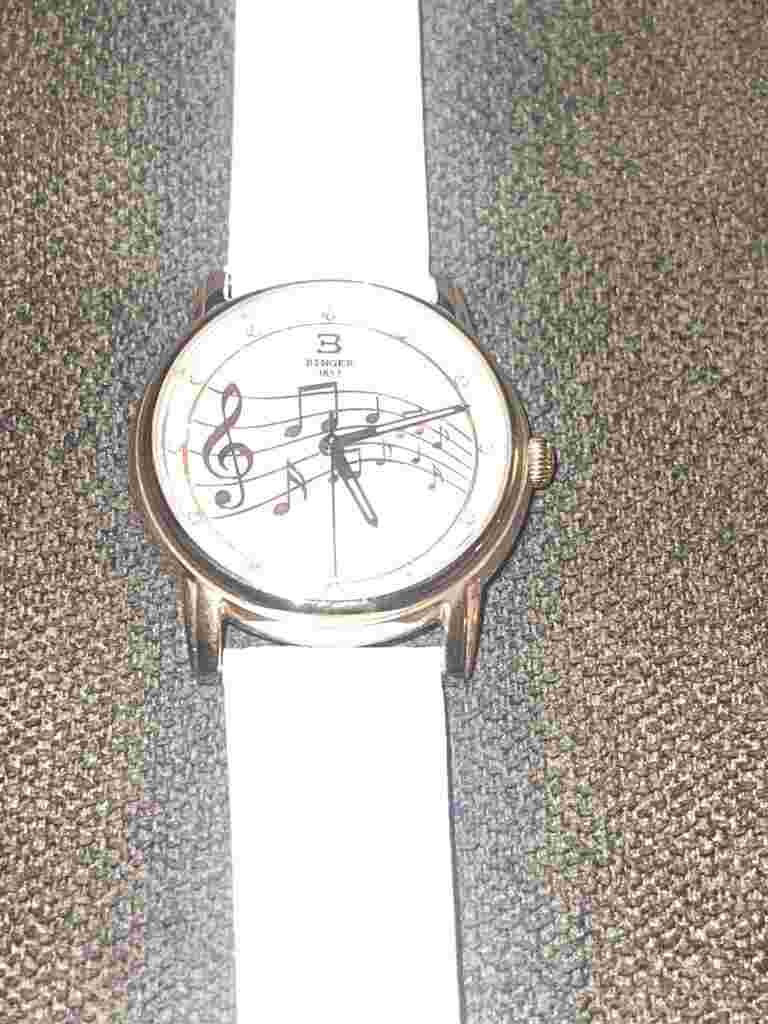 Binger musical note white dial watch