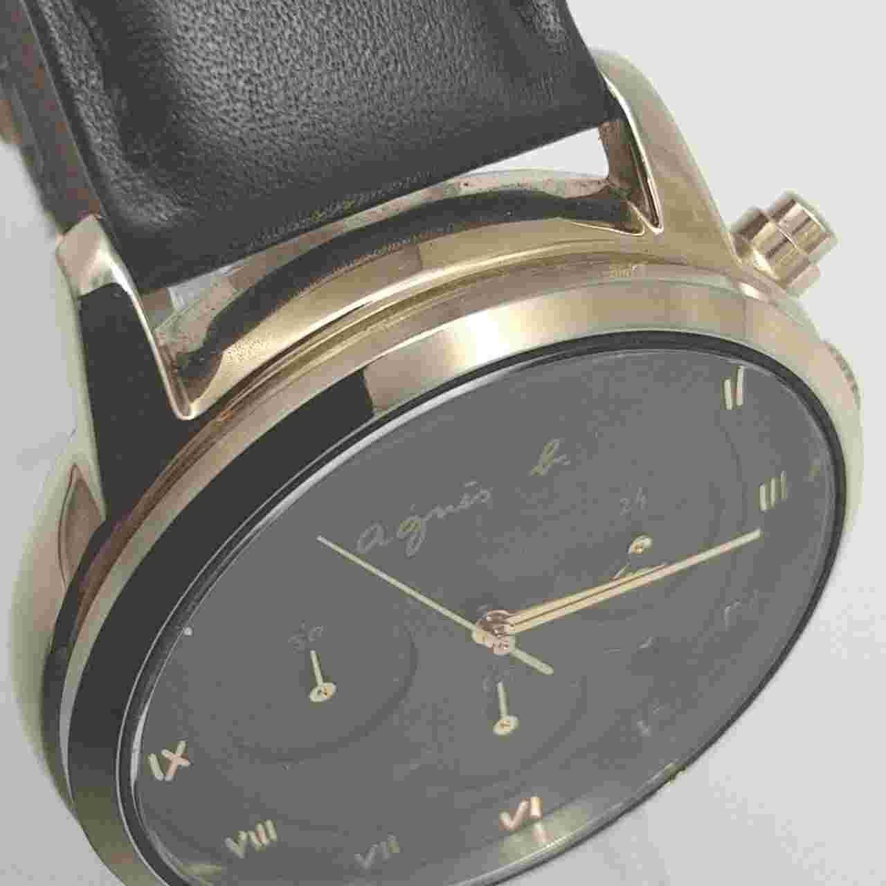Agnes B Solar VR42-KDD0 Quartz Analog Stainless Men's Watch From Japan Preowned