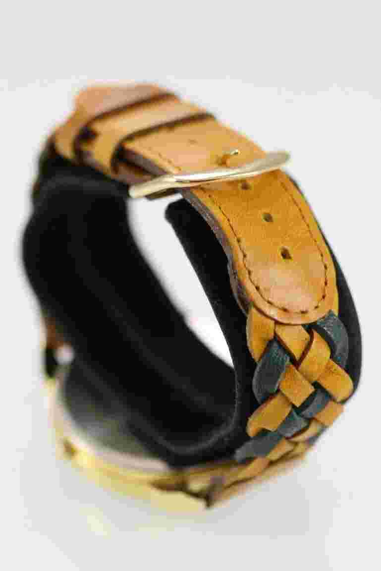 Futura Watch Men Gold Stainless St Battery Leather Brown WR White Green Quartz