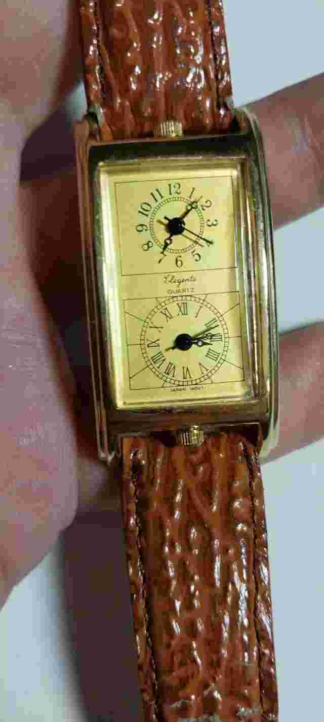 ELEGENTE WATCH Womens Quartz Brown leather band & Analog Wristwatch.