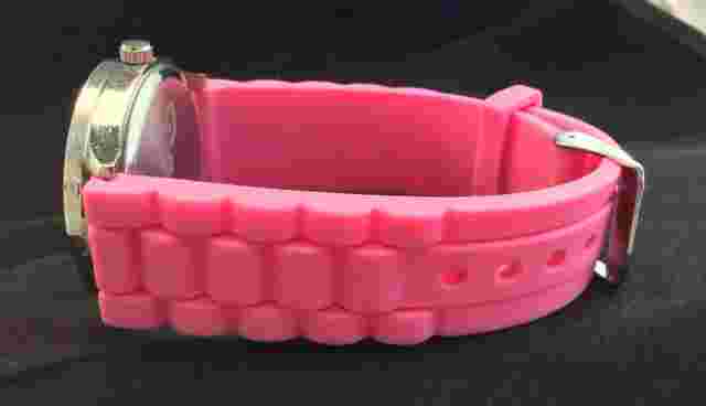 Woman's Darice Pink Chronograph Quartz Watch With Pink Silicon Band New Battery