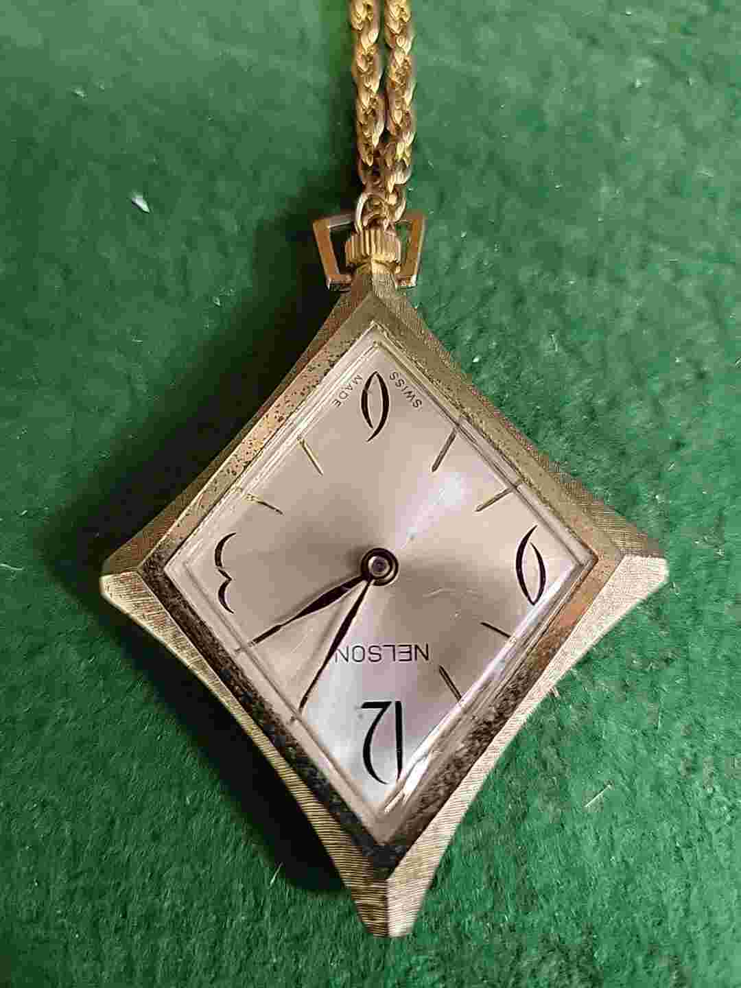 Nelson Pendant/Necklace Watch Rare Upside Down Error Gold Tone Not Workin As Is