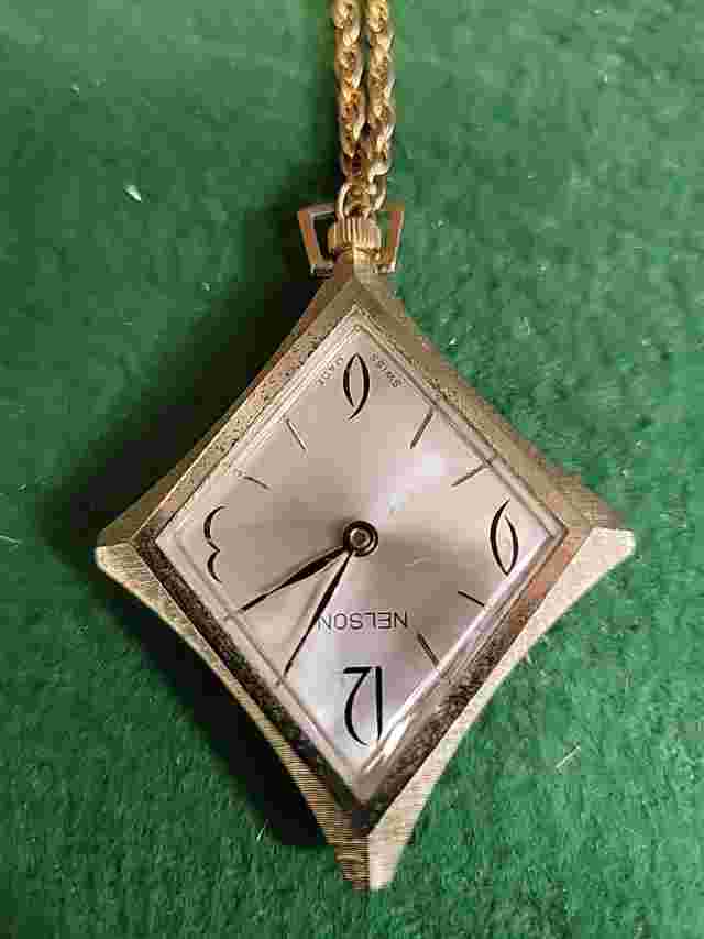 Nelson Pendant/Necklace Watch Rare Upside Down Error Gold Tone Not Workin As Is
