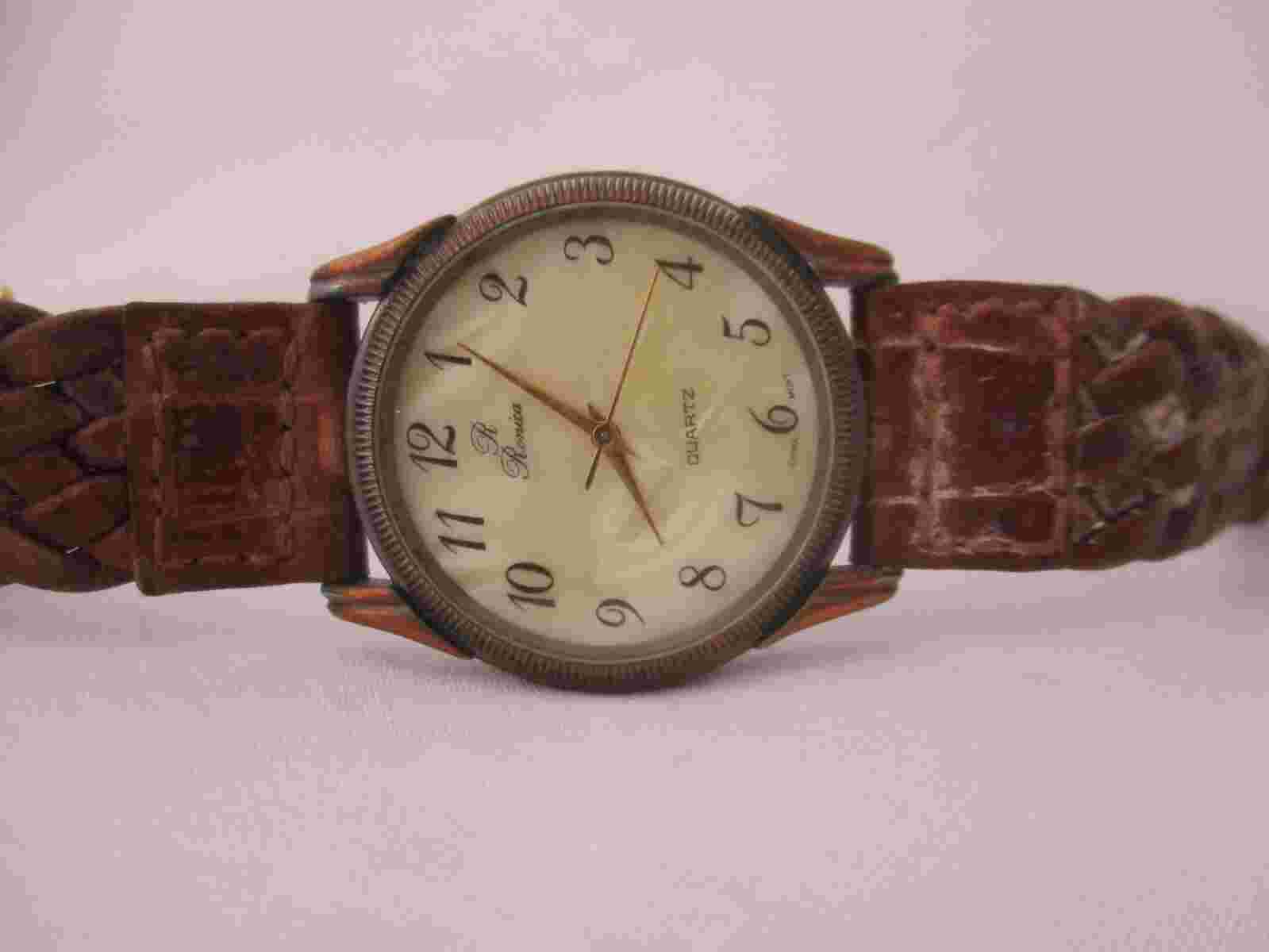 Ronica Wristwatch Brown Woven Buckle Band Round Face