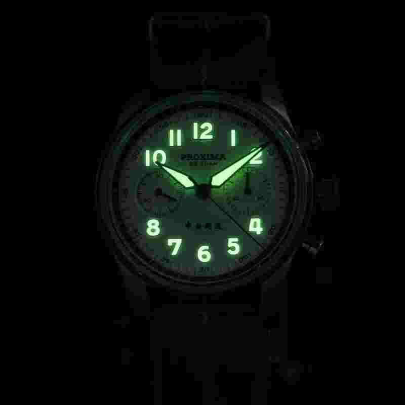Proxima Men Chronograph Watch 39mm Winding Manual Mechanical C3 Luminous ST1902