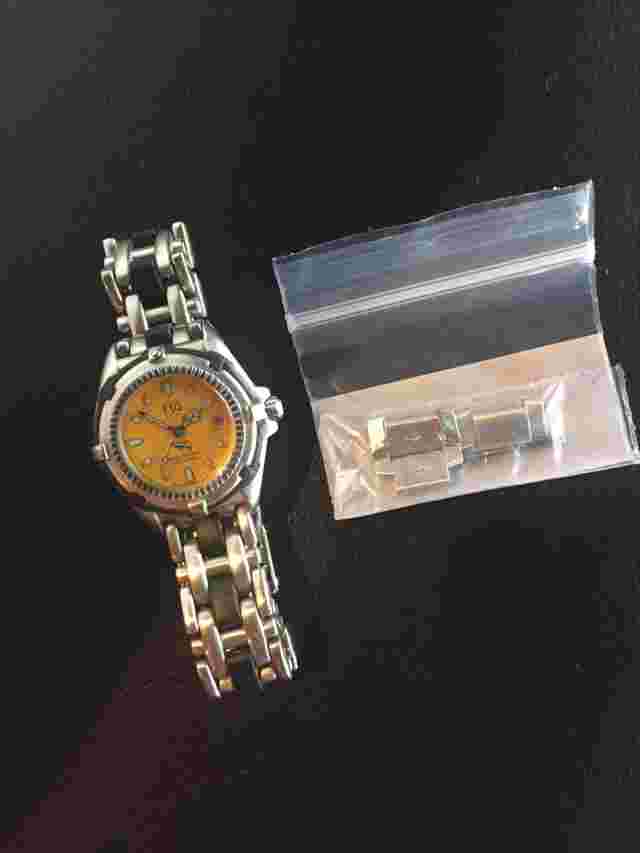 Genuine ESQ Esquire Women's Diver Watch with Yellow Face Silver Band Case
