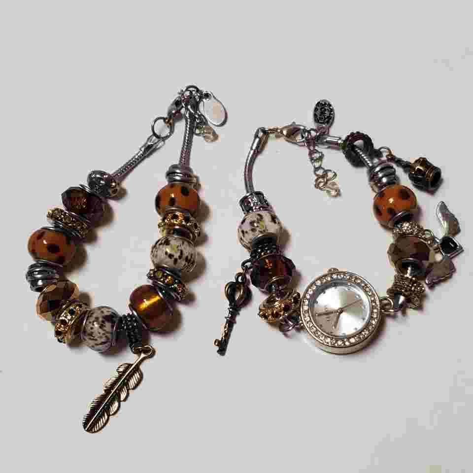 Womens Safari Nights 2-piece Watch & Bracelet Set by Lenox Charms Beads Sparkly