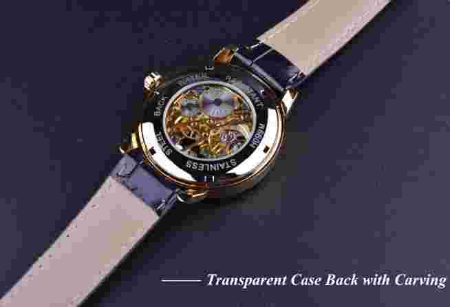 Forsining Men's Watch - Clear 3D Engraving, Visible Mechanism