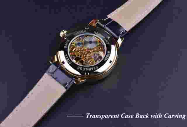 Forsining Men's Watch - Clear 3D Engraving, Visible Mechanism