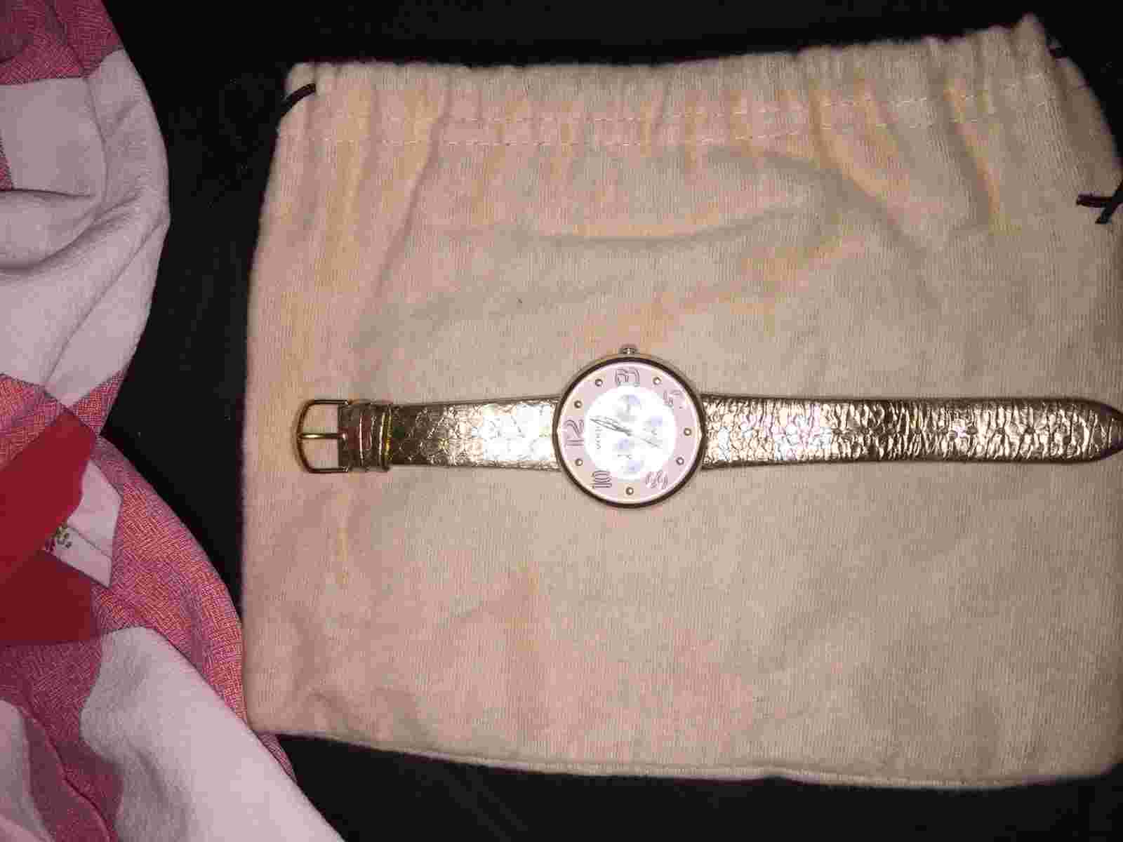 Vogue Ladies Dome Multifunction Gold Leather Strap 17024.3