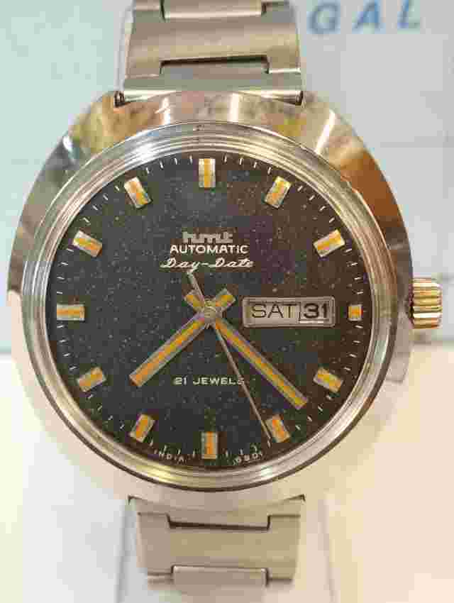 ORIGINAL HMT DAY-DATE 21J AUTOMATIC BLACK DIAL 130174 INDIA MEN'S FULL WORKING