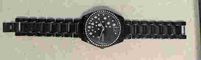 WORKING JOAN RIVERS Watch floating crystal Gemmed Black