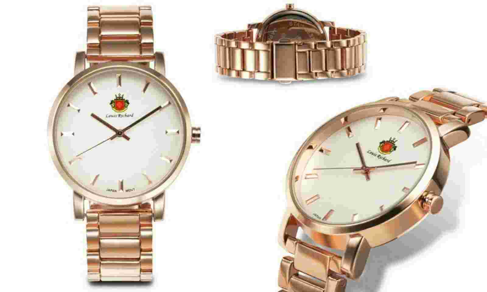 NEW Louis Richard 1435 Women's Caris Silver Dial Rose Gold Metal Bracelet Watch