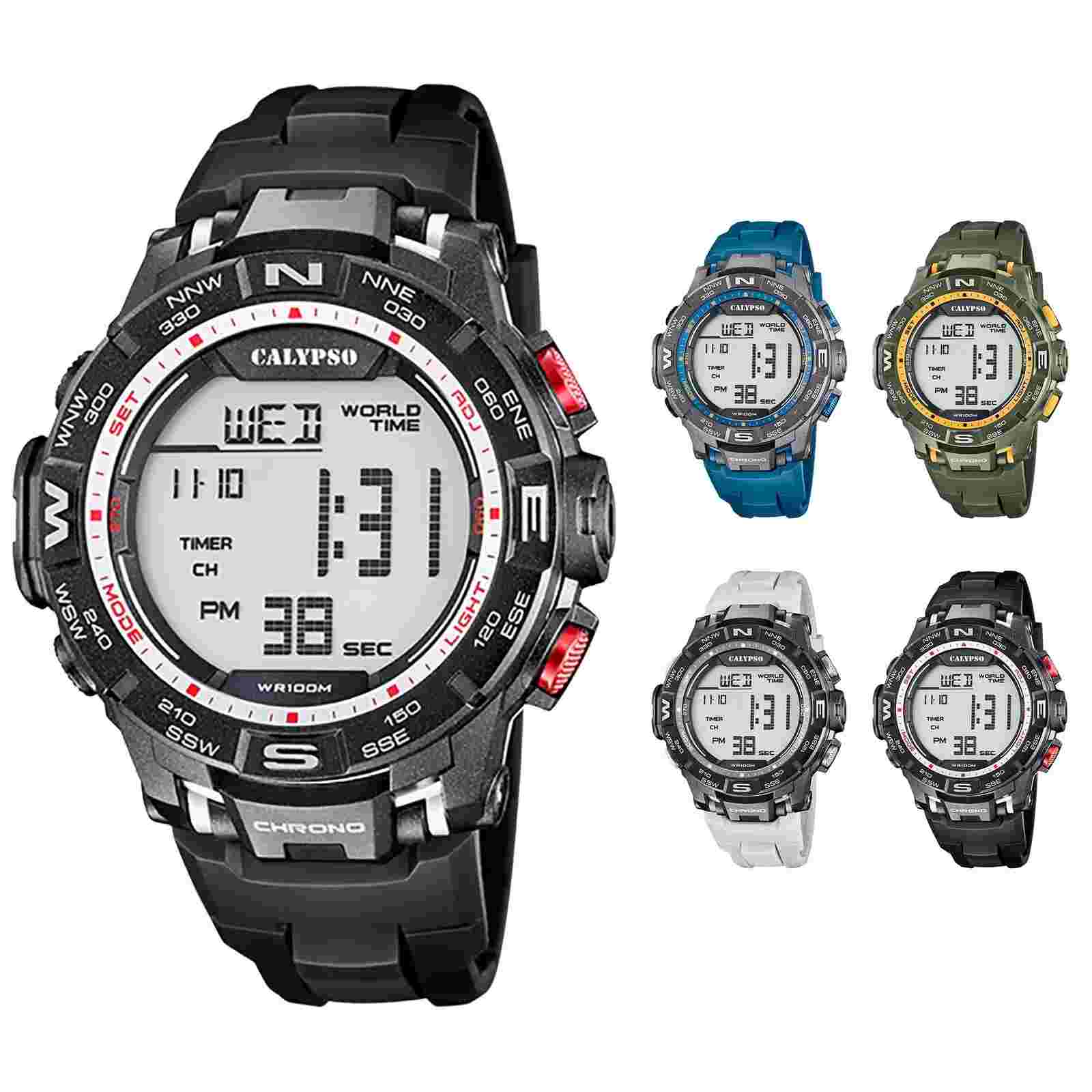 Calypso Large 52mm Mens Digital Watch Chrono, Light, Alarm, Date, 12/24H - K5816