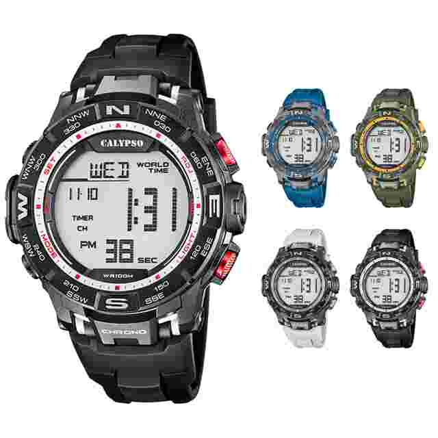 Calypso Large 52mm Mens Digital Watch Chrono, Light, Alarm, Date, 12/24H - K5816