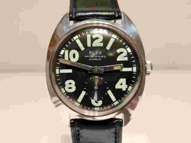 VINTAGE RARE SPORT MILITARY STYLE ST.STEEL FRANCE MEN'S MECHANICAL WATCH "FLEX"