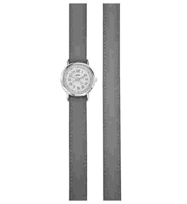 OPEX PARIS CAVALIER SILVER TONE,GRAY LEATHER BAND,GENUINE DIAMOND WATCH X3861LA3
