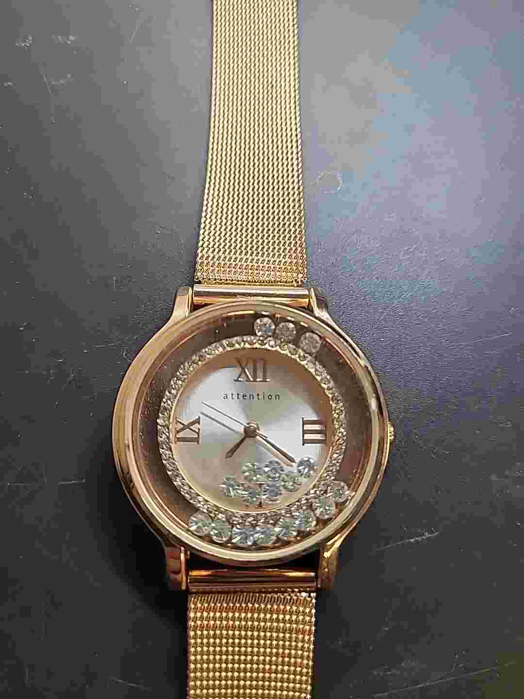 Attention Rose Gold Gemmed Fashion Quartz Watch (T-SWC)Wat193