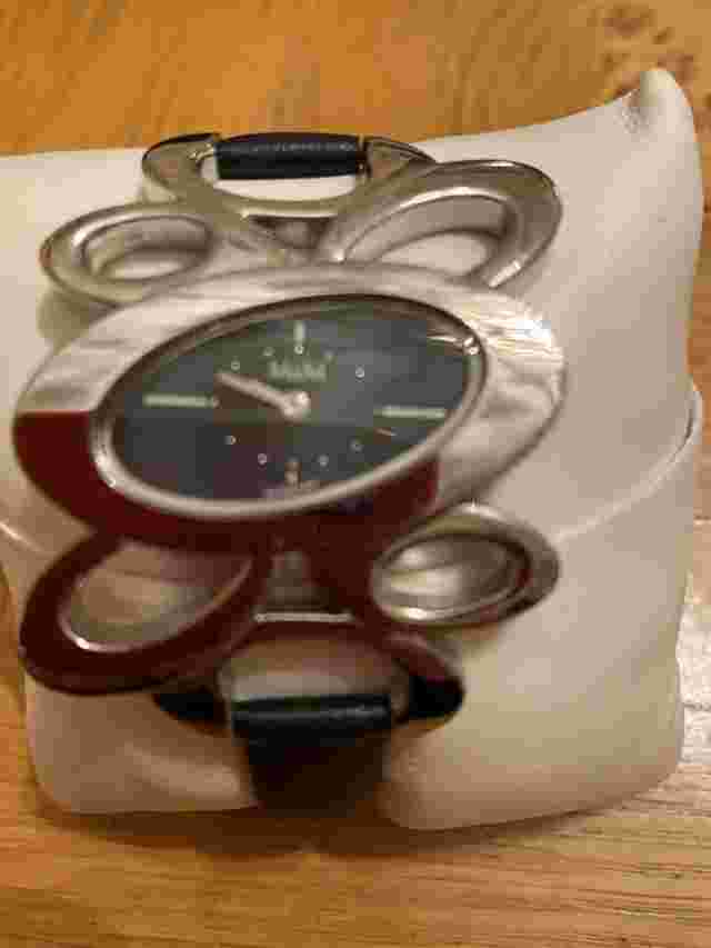 M&M German  Wrist Watch for Women New With Daisy Design And Black Leather Strap