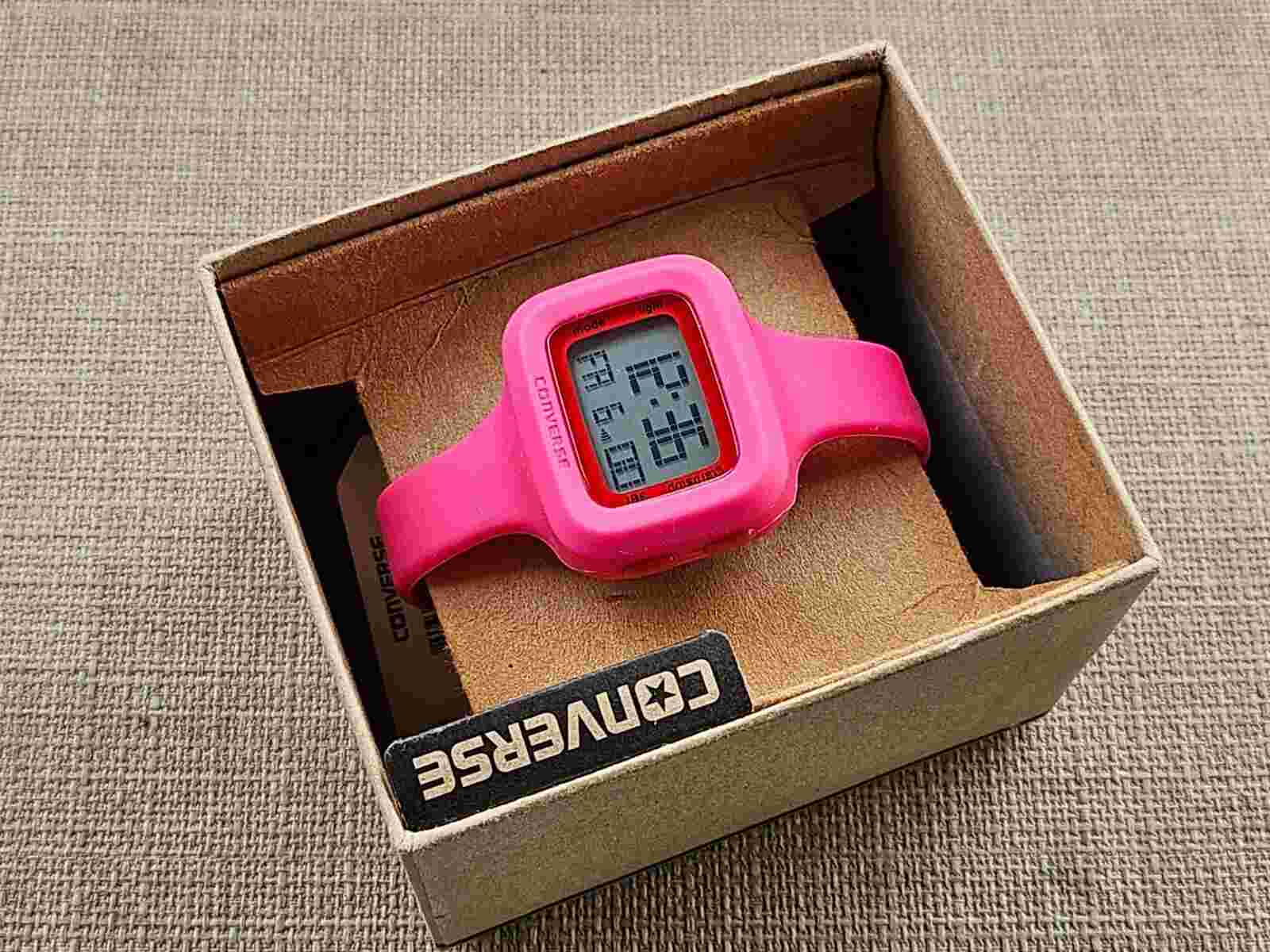 Converse Ladies Digital Wristwatch Pink Sport Rubber Strap Wrist Watch W Box NWT