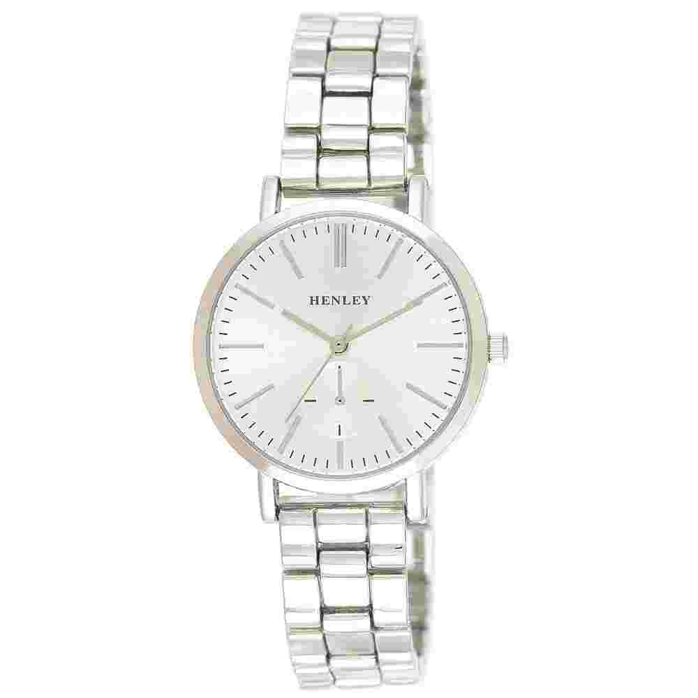 Henley Women’s Sun-ray Classic Bracelet Watch Rose Gold & Silver H07310 New