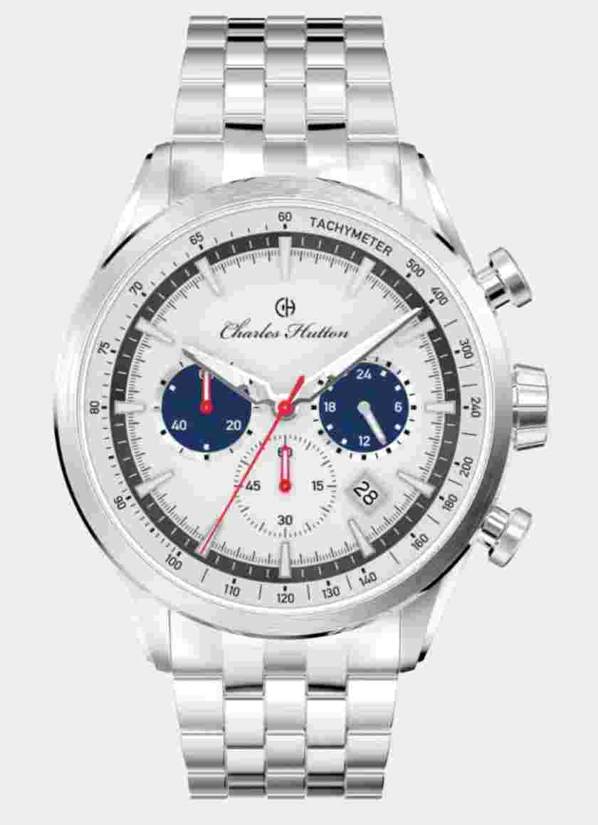 CHARLES HUTTON ARISTOCRAT 78468-10E STAINLESS STEEL MENS CHRONO WATCH 44 MM NEW