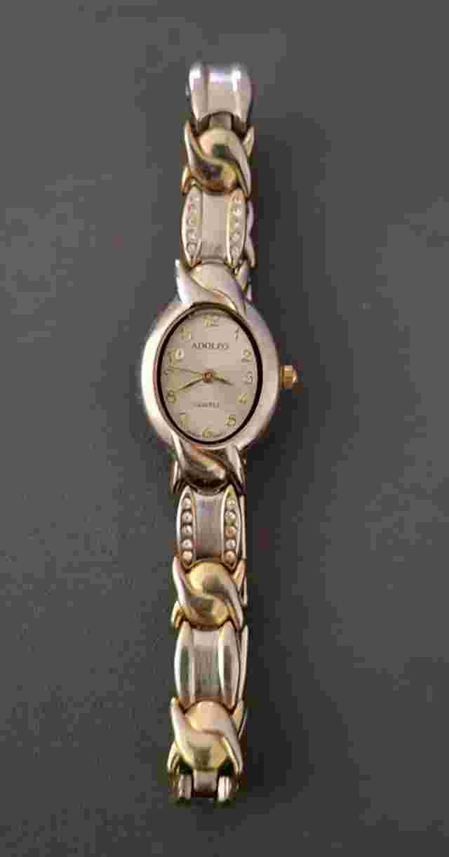 Vintage Adolfo Gold Tone & Silver Tone Stainless Steel Watch Women, Ladies Watch