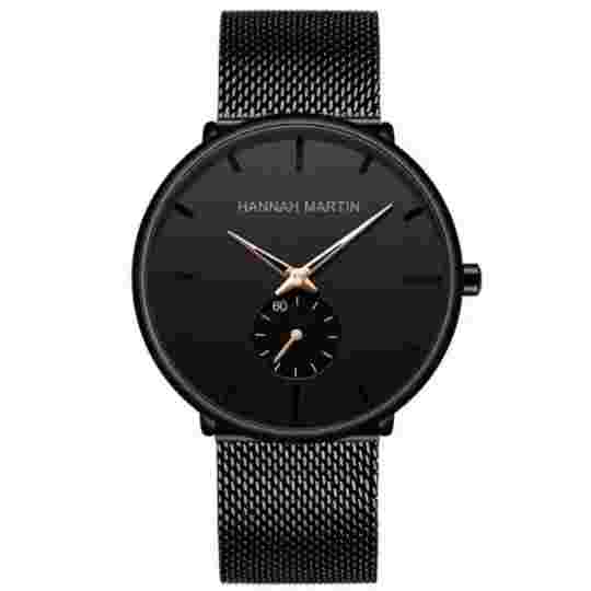 Classic Minimalistic Black Mesh Quartz Wrist Watch
