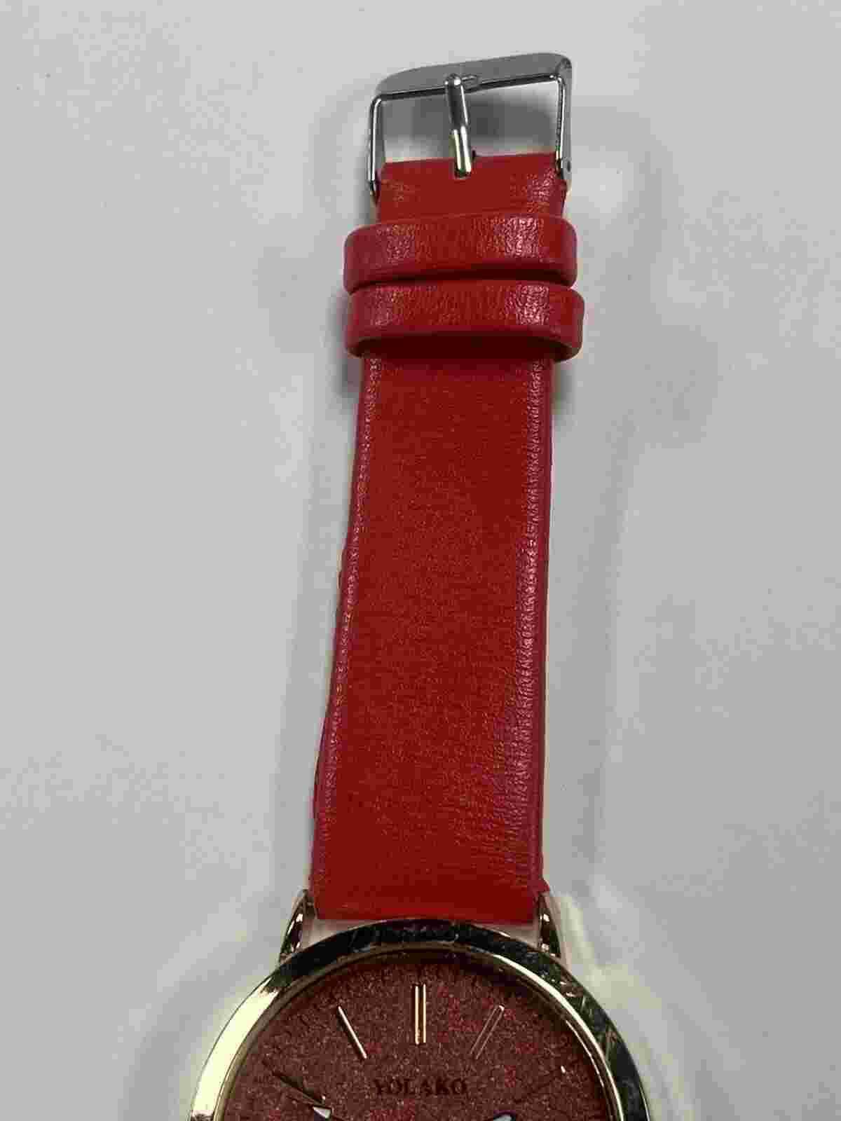 Yolako Sandstone Dial Red Band Quartz Ladies Watch