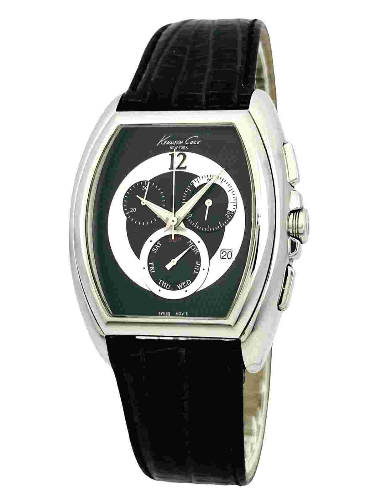 Kenneth Cole Swiss Men's KS1005 Black Leather Multifunction Chronograph Watch