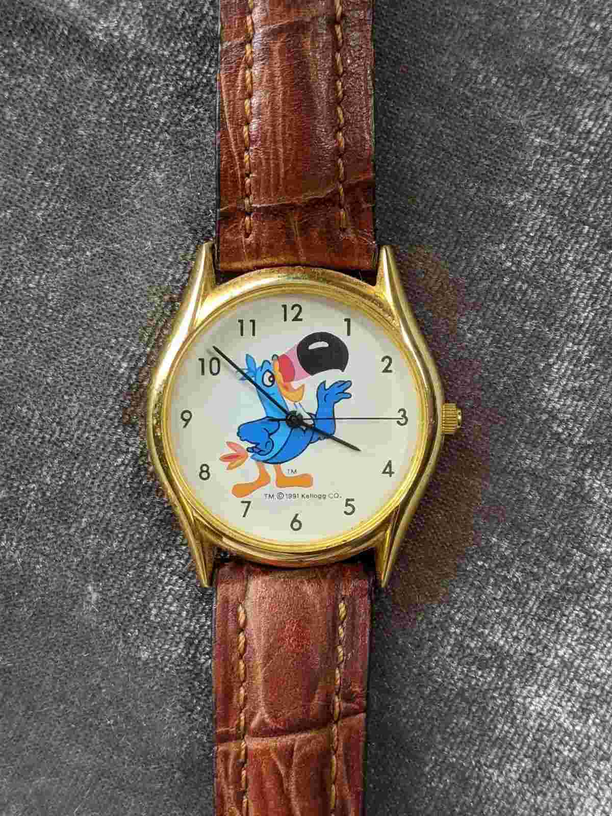Toucan Sam Gold Tone Watch By Sasco/Excellent Condition! DF